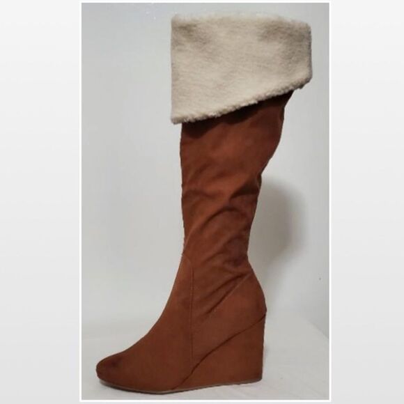 New Tall Brown Wedge Boots Size 11 - Picture 6 of 16